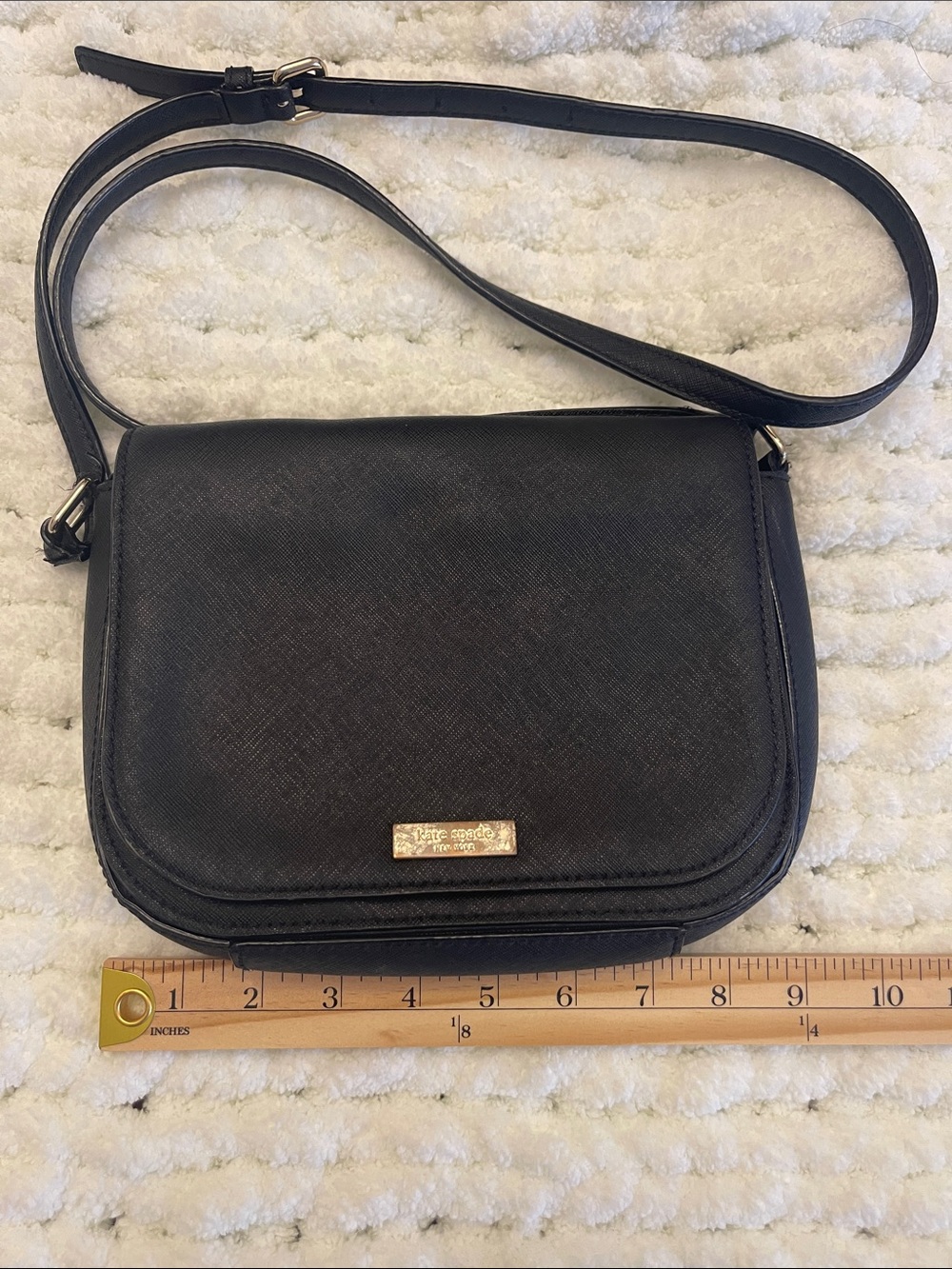 kate spade Black Crossbody with Gold Plaque